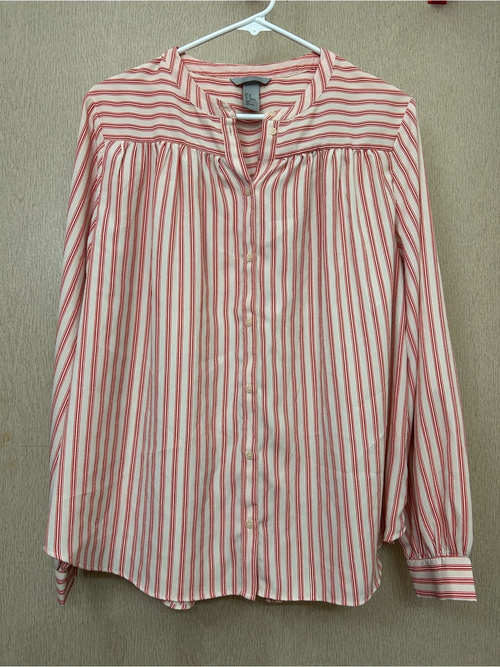 H&M Red Striped Button Down Blouse - Size 12